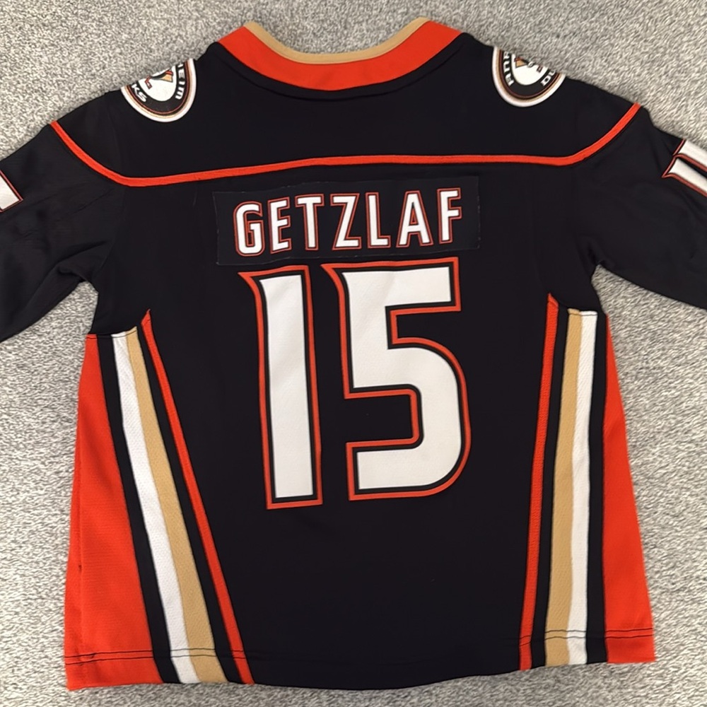 NHL Fanatics Anaheim Ducks Getzlaf Blk/Orange Youth Home Replica Jersey Size S/M